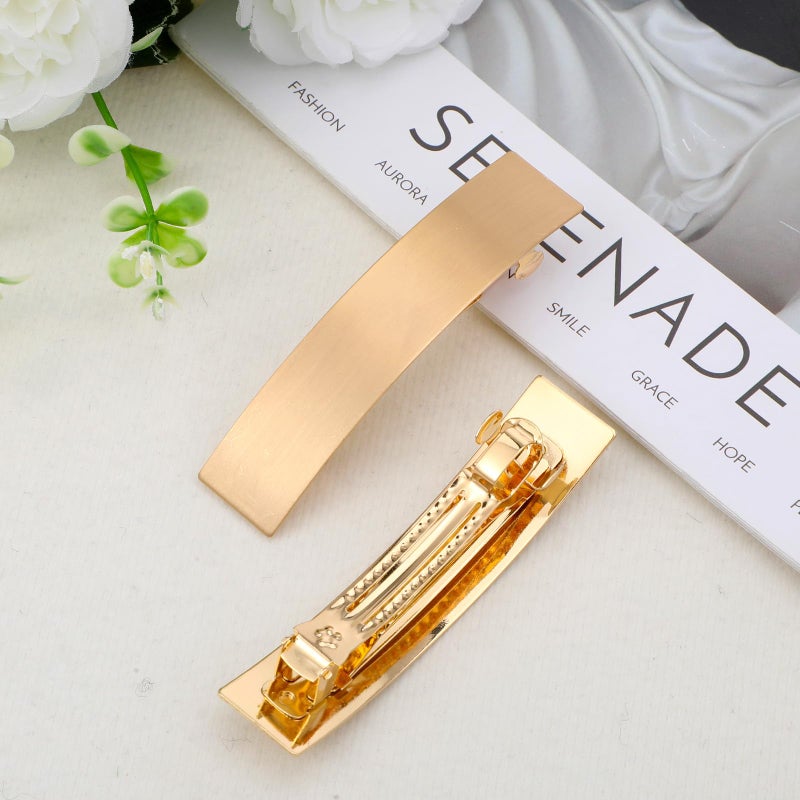 Shimmeroo 2Pcs Gold Hair Clips for Women,French Barrette Minimalist Gold Hair Barrettes-Metal Flat Barrettes Hairs Accessories for Women,Lady Christmas Gifts - Image 3